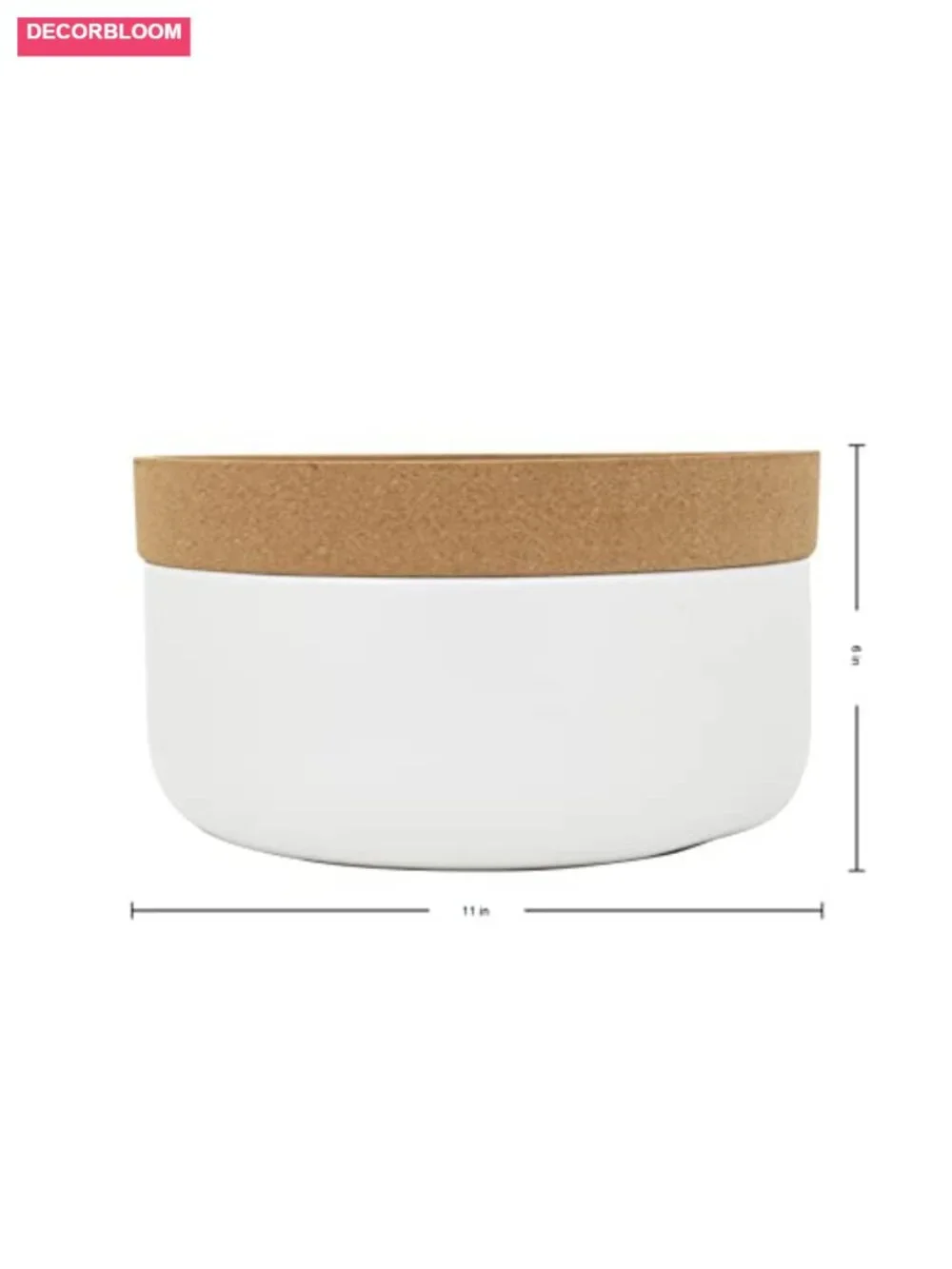 Large 2-Compartment Produce Bowl with Cork Lid Extends Freshness